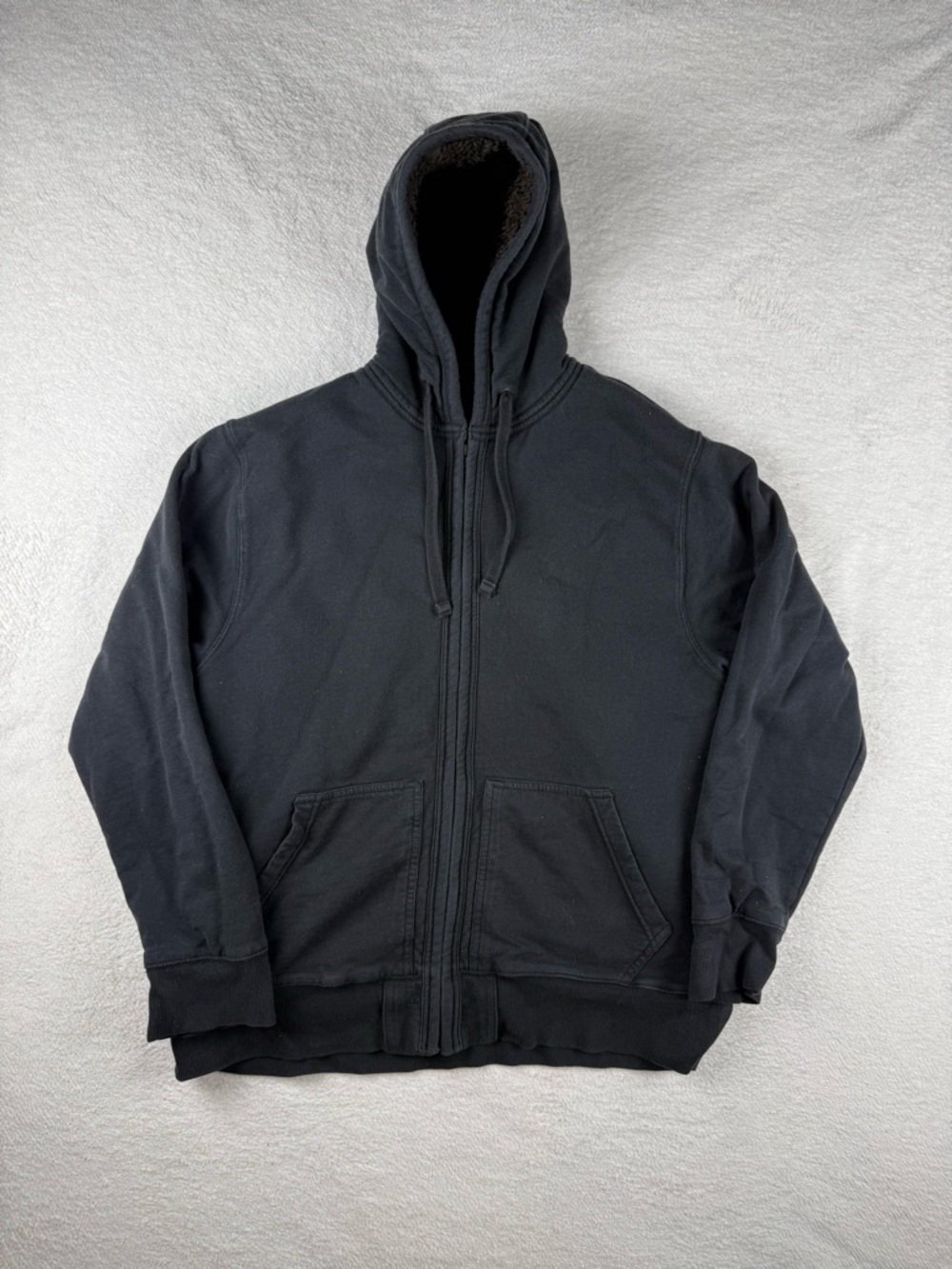 Y2K Old Navy Men’s XL Black Sherpa Full Zip Heavyweight Hoodie Sweatshirt Jacket